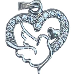 Zawieszka Jolie Silver 925 Serce Gołąb z Cyrkoniami - Dla kobiet