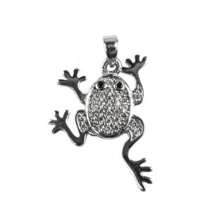 Srebrny wisiorek żaba 925 z cyrkoniami - Dla kobiet