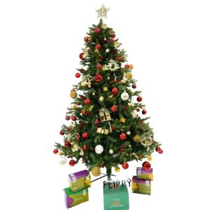 Flippy 210cm Karácsonyi Műfenyő piros fenyőtobozokkal és díszekkel - Flippy