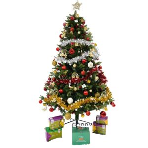 Flippy 210cm Karácsonyi Műfenyő piros fenyőtobozokkal és díszekkel - Flippy