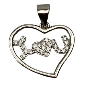 Srebrny wisiorek w kształcie serca próby 925 - wzór 'Kocham Cię' - Dla kobiet