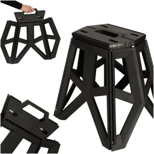 Ikonka black foldable step stool, portable design - Fishing Chair & Armchair