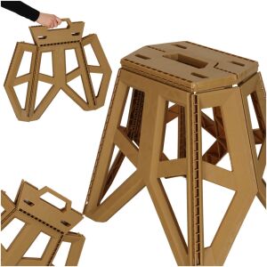 Ikonka Khaki Folding Step Stool with Handle, Portable Design - Fishing Chair & Armchair