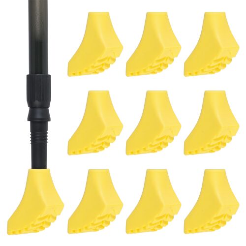 Neo-Sport Nordic walking pole tips, 10-piece yellow rubber replacement ferrules