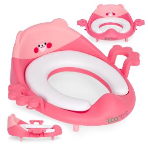 ECOTOYS rózsaszín WC szűkítő ülőke maci mintával és fogantyúkkal - WC szűkítő