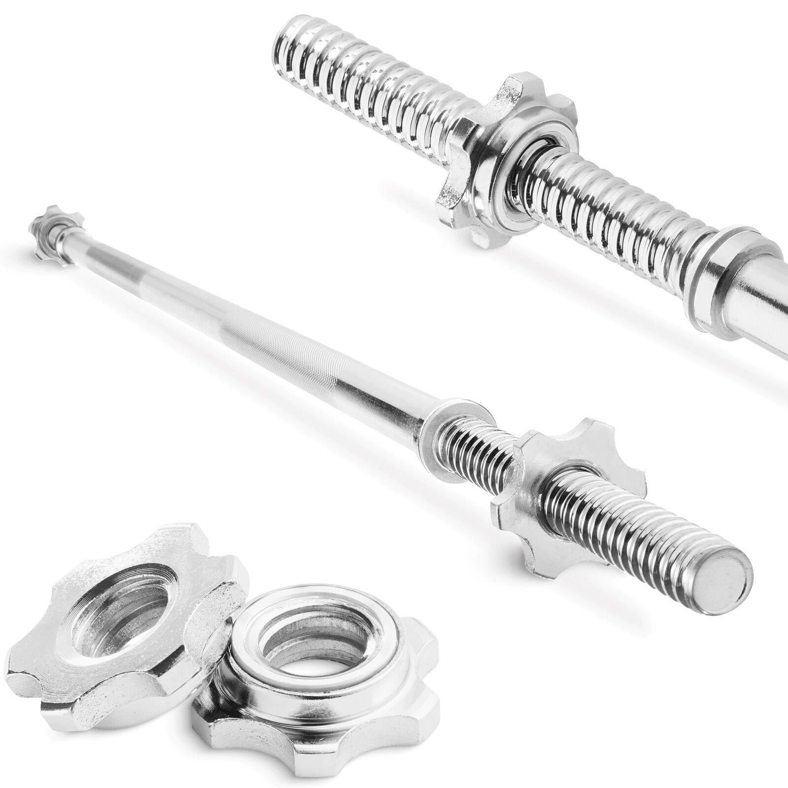 4FIZJO egyenes Súlyzórúd bilincsekkel súlyokhoz 120cm, 4,7kg - Ezüst