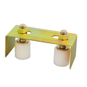 Schiebetorführung, oben verstellbar, bestehend aus einem U-Träger und 2 weißen Rollen mit einem Durchmesser von 41 mm 120071624 - EmaConstruct