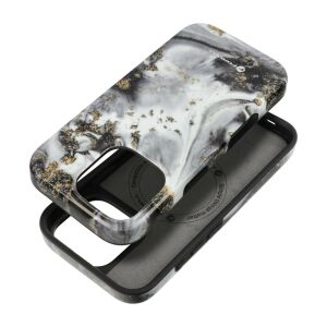 Husă FORCELL F-PROTECT Mirage pentru iPhone 16 Plus, design marmură cu ceață argintie, testată la cădere militară, compatibilă cu MagSafe - Forcell Huse telefon