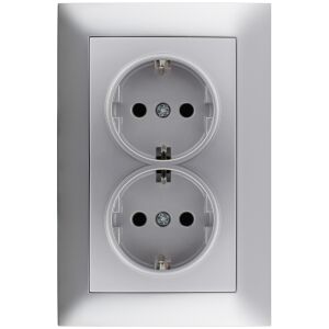 Entac Arnold Unterputz-Steckdose, 2x geerdet, Silber - Steckdosen & Stecker