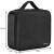 Soulima Cosmetic Travel Bag, black makeup organizer with handle and zipper, side view with dimensions