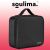 Soulima Cosmetic Travel Bag, black makeup organizer with handle and zipper, front view