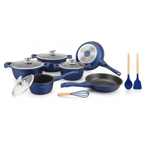 Royalty Line RL-BS1010M: 13 Pieces Ceramic Coated Cookware Set Blue 120101049