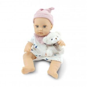 BABA 30cm újszülött maciruhában kismacival BÉZS