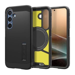 SPIGEN TOUGH ARMOR MAG műanyag telefonvédő (ütésállóság, kitámasztó, MagSafe) FEKETE Samsung Galaxy S25 (SM-S931) 120149269 - Spigen