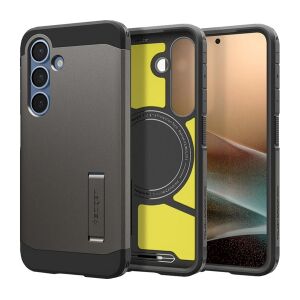 SPIGEN TOUGH ARMOR MAG műanyag telefonvédő (ütésállóság, kitámasztó, MagSafe) SÖTÉTSZÜRKE Samsung Galaxy S25 (SM-S931) 120149271 - Spigen