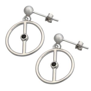 Kolczyki ze srebra próby 925, model kółko z onyksem 120151953 - Dla kobiet