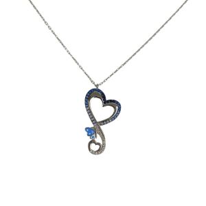 Naszyjnik Vallie Silver Serce i Motyl z niebieskimi cyrkoniami - Dla kobiet
