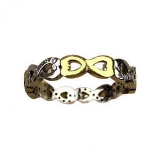 Pierścionek z symbolem nieskończoności ze srebra próby 925, platerowany żółtym złotem i małymi cyrkoniami M 53 120152231 - Dla kobiet