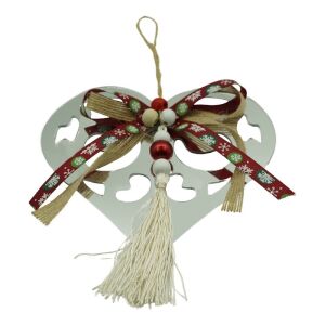 Flippy Fenyődísz, Szív, ezüst, fényes, 14 x 26 cm, akril, beltéri/kültéri