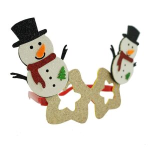 Flippy Karácsonyi Ünnepi Szemüveg, Csillag típusú hóemberrel, bézs, műanyag és poliészter