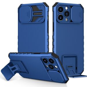 Defender iPhone 11 Stand telefontok, Flippy, Kék, Ütésálló, Csúszó kamera védelem