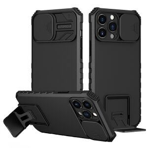 Defender iPhone 11 Pro Stand telefontok, Flippy, Fekete, Ütésálló, Csúszó kamera védelem