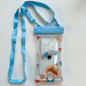 Fruity Flippy Vízálló tok, Univerzális, telefonhoz vagy dokumentumokhoz, nyakba akasztható, Happy Boy, Világoskék