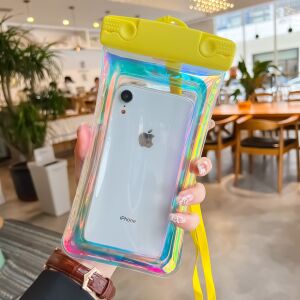 Holografikus Flippy Vízálló tok, Univerzális, telefonhoz vagy dokumentumokhoz, nyakba akasztható, Sárga