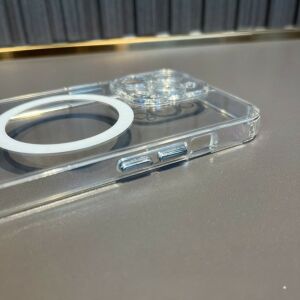 Flippy védőtok iPhone 14 Pro Max Mag Safe telefonhoz, 2 az 1-ben töltés és mágnes, szilikon és akril, átlátszó