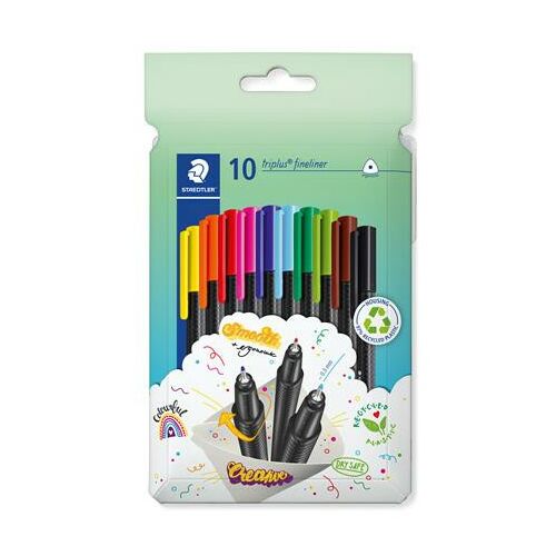Tűfilc készlet, 0,3 mm, STAEDTLER "Triplus 334", 10 különböző szín 122882146