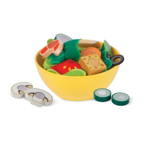 Melissa & Doug Slice & Toss Salad Set, Holzspielzeug, Salatzutaten, Schüssel, Messer, Gabel, Salat machen