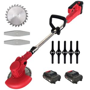 DDT Trimmer (elektromos fűnyíró) 24V akkumulátoros fűkasza 2 akkumulátorral, 5 pengével és 110 mm-es vágótárcsával - DDT