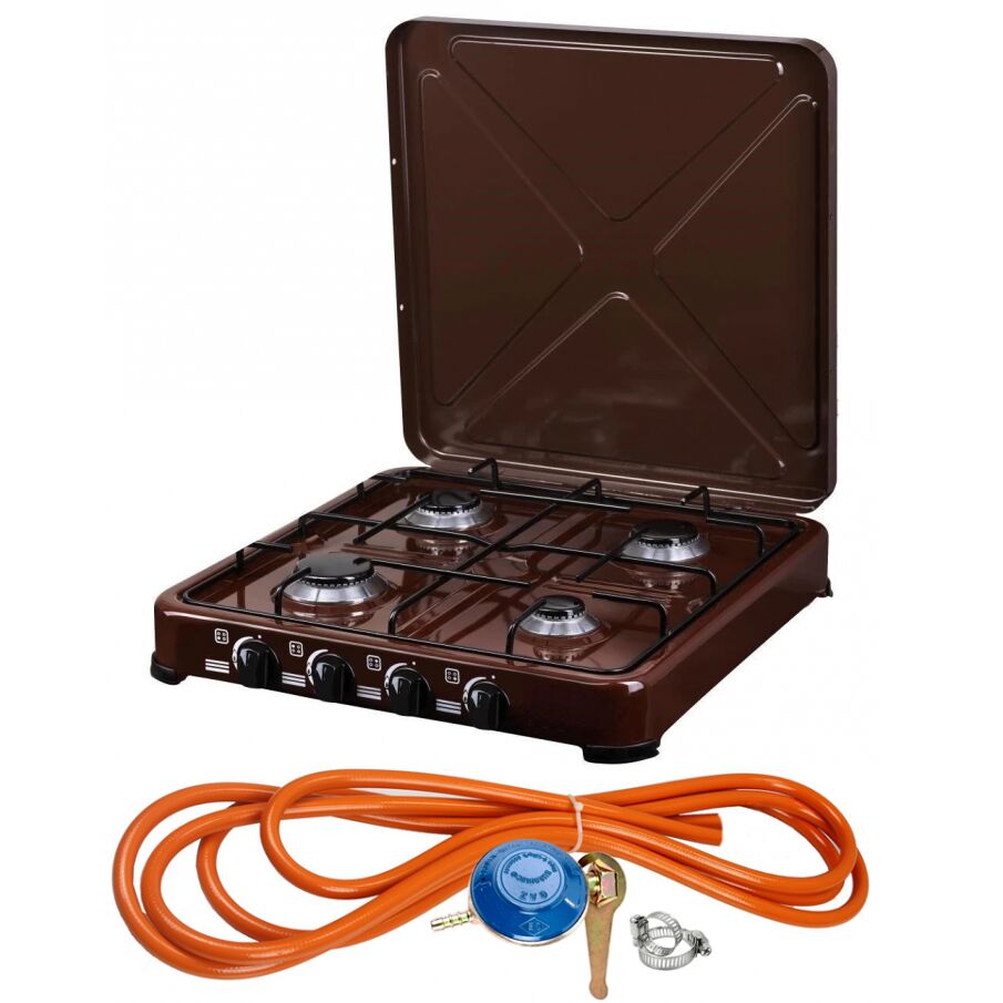 Brauner Ofen, 4 Brenner + LPG-Einstellsatz RH-10 + Flexrohr 2M + 2 Manschetten