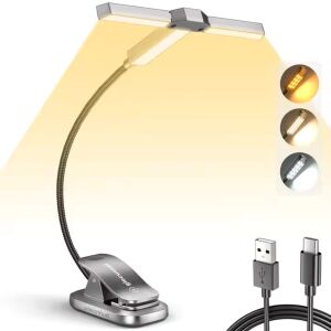 VisionHub® Olvasólámpa, Reader Buddy 3 állítható fejjel olvasáshoz, 27 x szuper fényes LED, 3 szín: hideg, meleg, semleges, 5 fényerősségi szint, 100 óra működés, 1000 mAh újratölthető akkumu 120168983 - Könyvlámpa