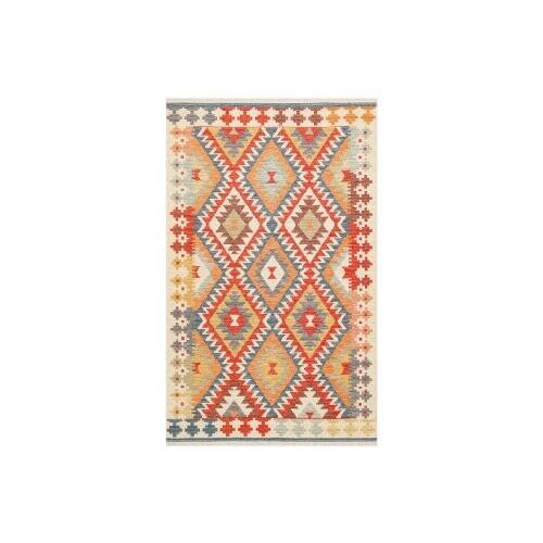 Bakero Kelim Nomad 09 heller Multi Teppich, 120x180 cm, Aztekenmuster