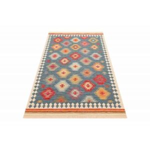 Bakero Kelim Nomad 04 marineblauer Teppich, 120x180 cm, Aztekenmuster - Teppiche