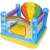 Bestway inflatable bounce house with rainbow design and basketball hoop