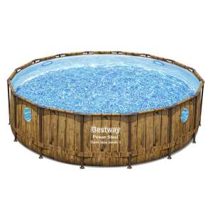 Bestway Power Steel Swim Vista Series II fémvázas medence, 488x122cm kerek, fahatású - Bestway