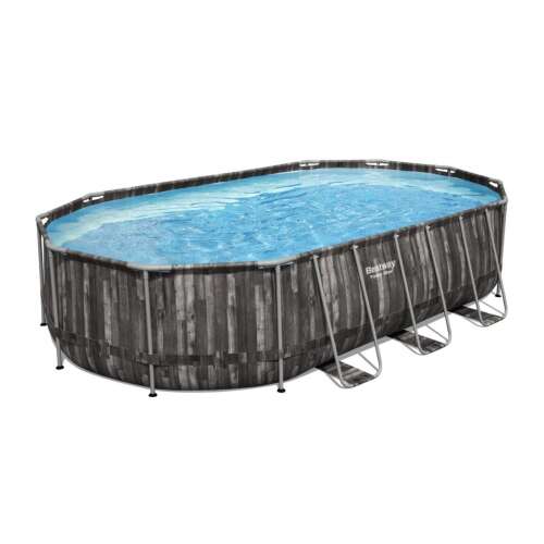Set piscina cu cadru metalic oval cu efect din lemn Bestway ESPIRITU 610 x 366 x 122 cm 81356687