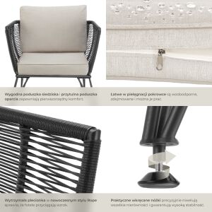 Fotel ogrodowy Sundo w stylu Rope 120191416 - Zestaw ogrodowy