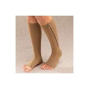 Brit&club Bézs kompressziós zokni cipzárral, S/M méret, javított vérkeringéshez és visszér megelőzéséhez - Ízületi rögzítő