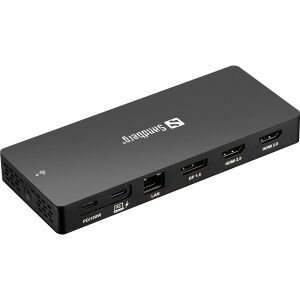 Sandberg USB-C 13in1 Pro Dockingstation, schräge Ansicht mit Anschlüssen - Sandberg