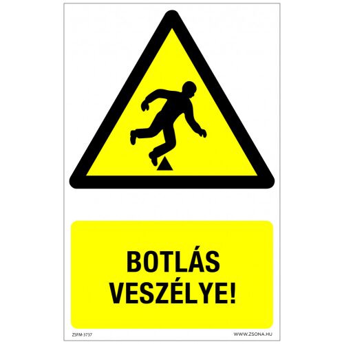 Botlás veszély! Öntapadós matrica 160x100 mm 120226600