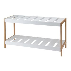 Schuhregal – Excellent Houseware | 2 Regalböden, Bambus & MDF, 70x26x36 cm, weiß/braun