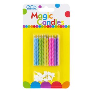 Újragyulladó gyertya - színes - 10 darab