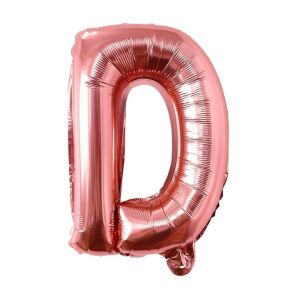 Fém fólia lufi S DEPOT®, D betű, rózsaszín arany, 40 cm
