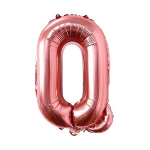 Fém fólia lufi S DEPOT®, Q betű, rózsaszín arany, 40 cm