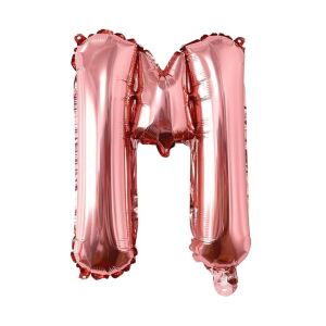 Fém fólia lufi S DEPOT®, M betű, rózsaszín arany, 40 cm