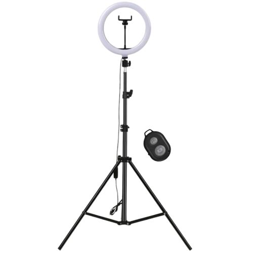 S DEPOT® 26cm LED gyűrűs lámpa állvánnyal, telefontartóval és távirányítóval