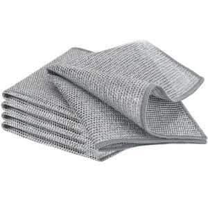 5 db S DEPOT® kétrétegű mosogatórongy készlet, csiszoló edényszálból, nedves és száraz használatra, ezüst